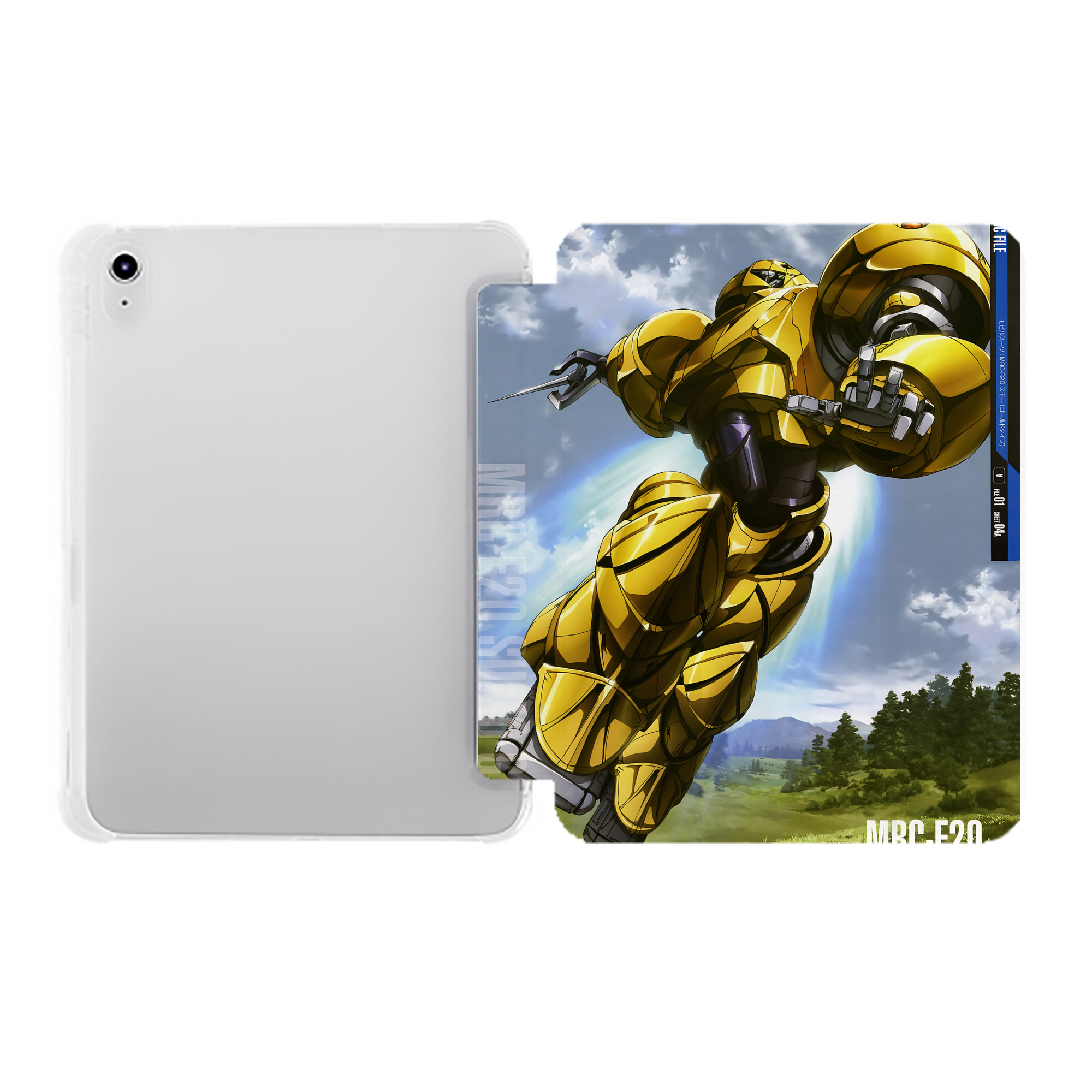 （画像用） 機動戦士ガンダム Mobile Suit Gundam IPad ケース ペン収納付き 三つ折りスタンド PUレザー×シリコン 対応機種9.5/10.5/10.9インチ